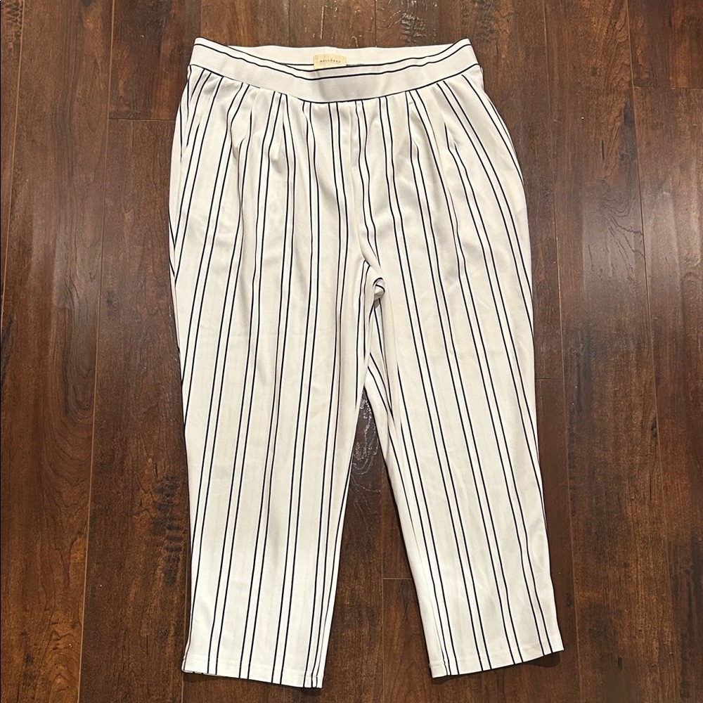 MELLODAY Black and White Striped Pants